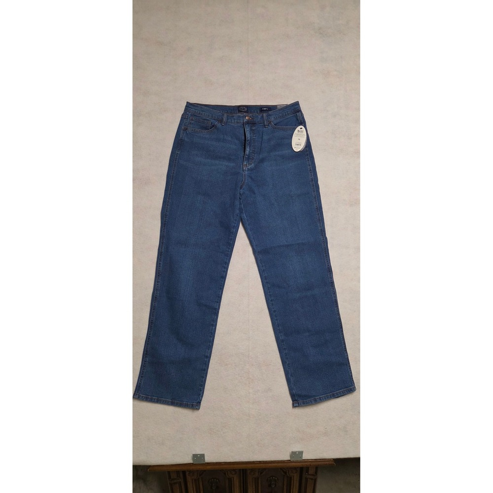 Scoop High Rise Stove Pipe Jeans Size 16 Blue Mid Wash Denim Straight Leg NWT